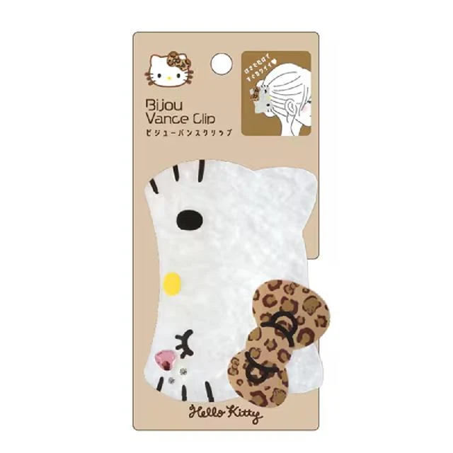[Self-operated] Large Sanrio Shark Hair Clip, Leopard Print, Hello Kitty - 1-Pack - Large Hair Clip for Back of Head
