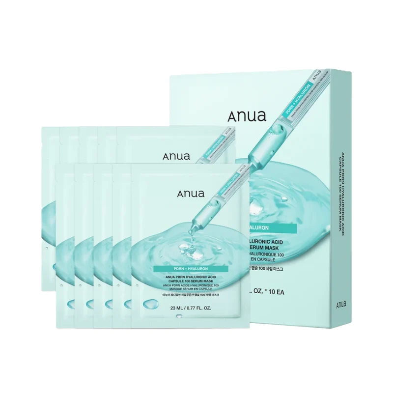 [Self-operated] ANUA PDRN Hyaluronic Acid Water Glow Capsule Mask (23ml*10 sheets) - Korean brand, perfect for overnight hydration, makeup base, autumn/winter dryness, and sun-soothing moisturizer.