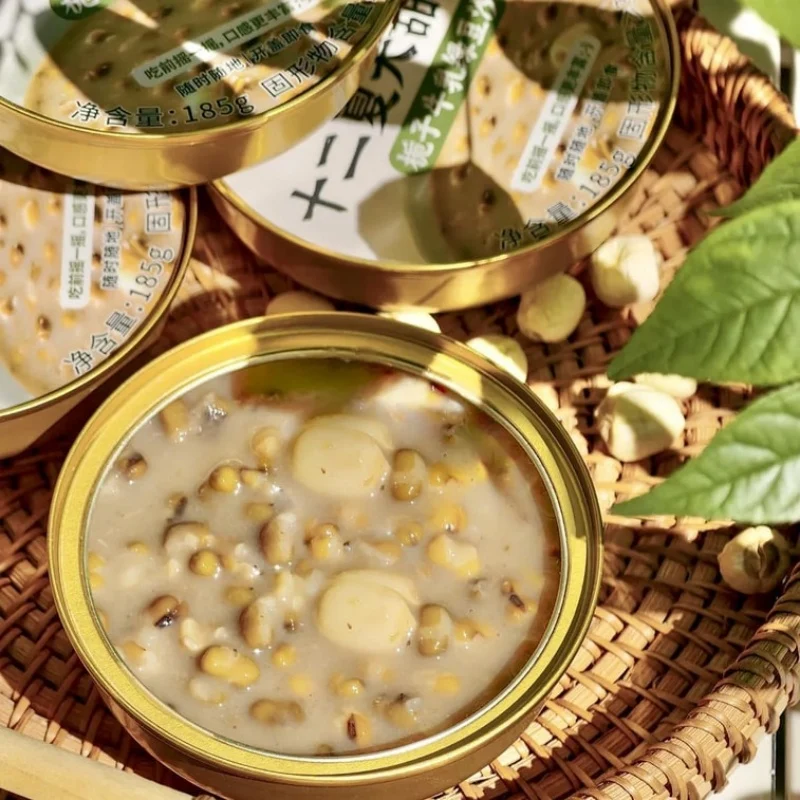 [Self-operated] China's Twelve Summer Dessert Season Gardenia Milk Mung Bean Paste 185*6 bowls / Ready to eat immediately after opening the lid, convenient afternoon tea, nutritious meal replacement, ready to eat, no cooking required, breakfast.