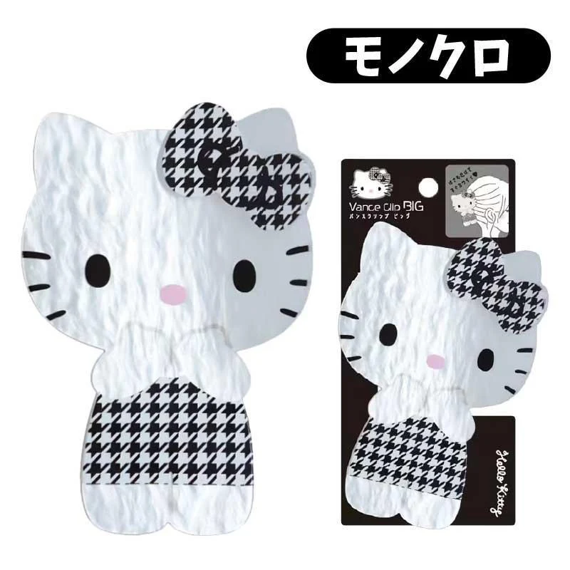 [Self-operated] Large Sanrio Shark Hair Clip, Black and White Houndstooth Hello Kitty, 1-Pack, Large Hair Clip for Back of Head