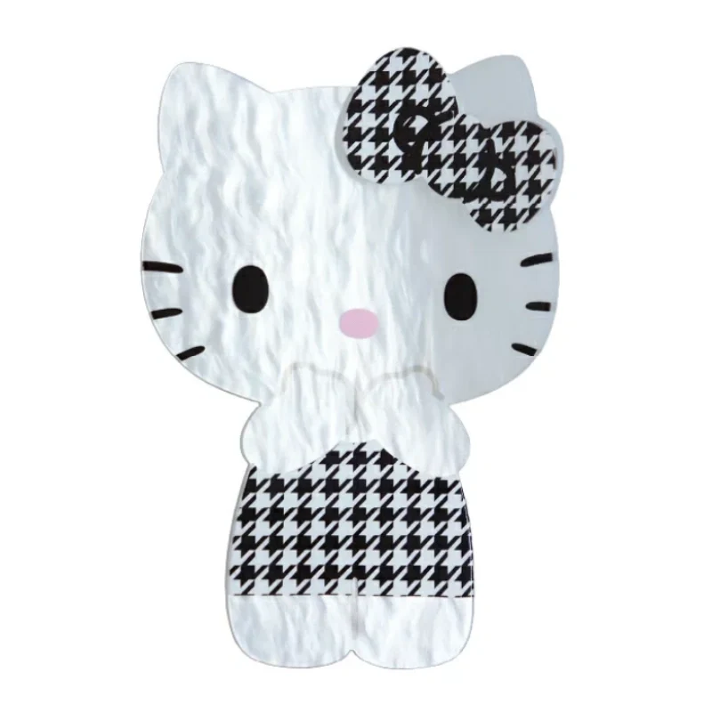 [Self-operated] Large Sanrio Shark Hair Clip, Black and White Houndstooth Hello Kitty, 1-Pack, Large Hair Clip for Back of Head