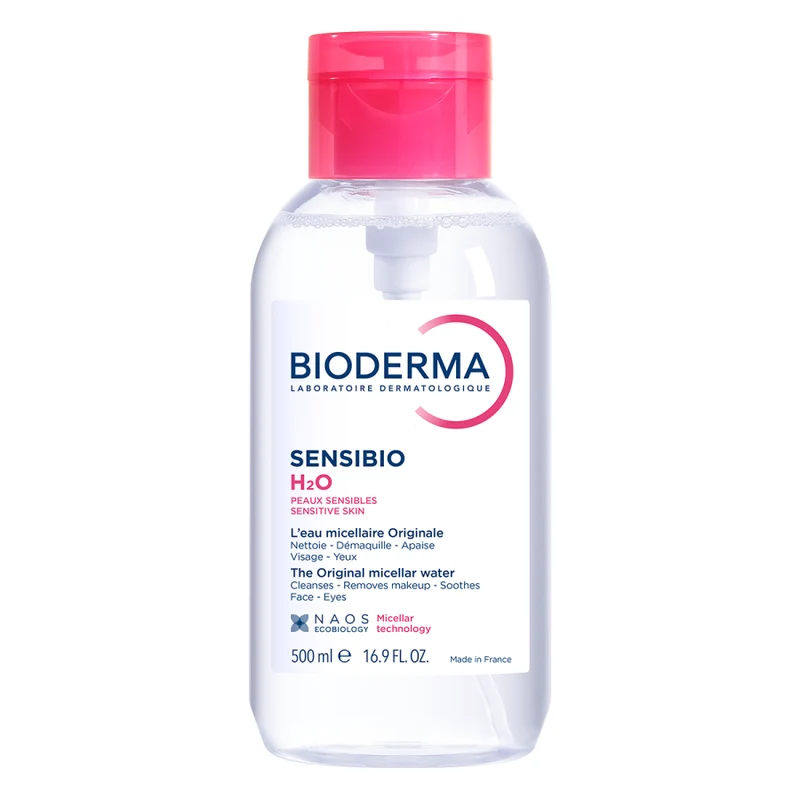 [Self-operated] BIODERMA Sensibio H2O Micellar Water/Makeup Remover for Sensitive Skin, 500ml, Pump Dispenser, Suitable for Eyes, Lips, and Face, Gentle and Can Be Used Around the Eyes