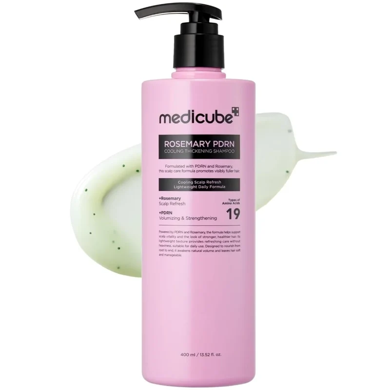 [Self-operated] Medicube Rosemary PDRN Cooling and Volumizing Shampoo 400ml (Korea) - Cools and soothes the scalp, deeply cleanses oily and clogged pores, improves scalp heat and oiliness, repairs hair strands, and strengthens the hair core.