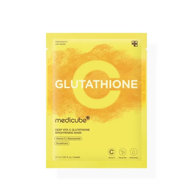 [Self-operated] MEDICUBE Korean Deep Vitamin C Glutathione Brightening Mask 27ml - Improves dullness, evens skin tone, repairs skin barrier, and locks in moisture.