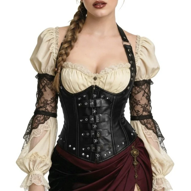 Schwarzes Steampunk-Korsett