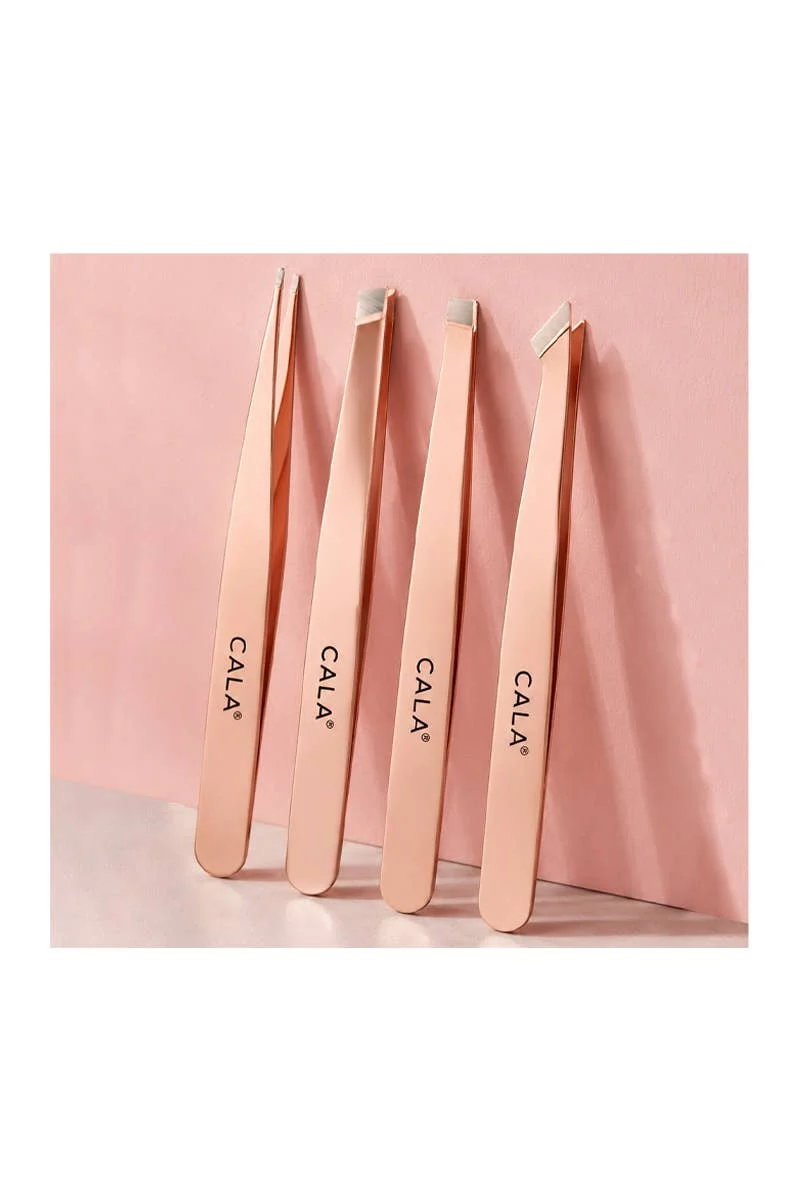 [Self-operated] CALA Rose Gold Multifunctional Precision Tweezers 4-Piece Set