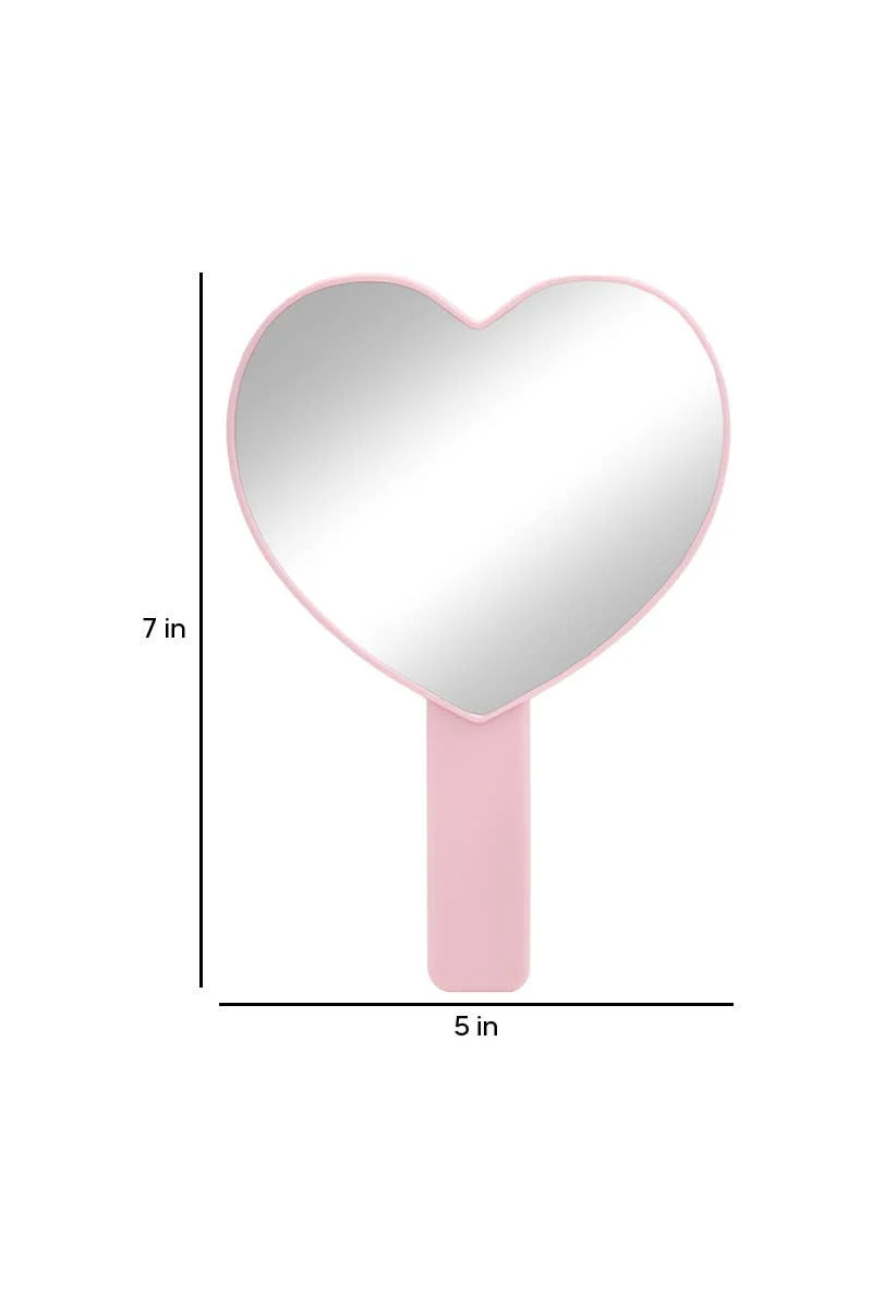 [Self-operated] Pretty Privilege Pink Heart Handheld Makeup Mirror