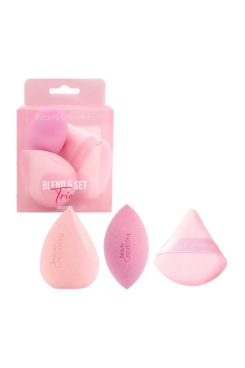 [Self-operated] Beauty CreationsBlend & Set Trio 3-in-1 Makeup Sponge & Puff Set