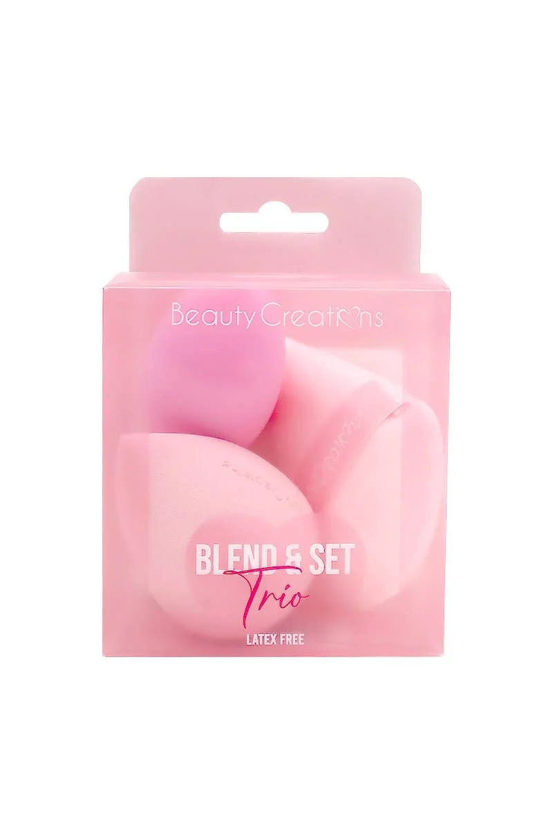 [Self-operated] Beauty CreationsBlend & Set Trio 3-in-1 Makeup Sponge & Puff Set