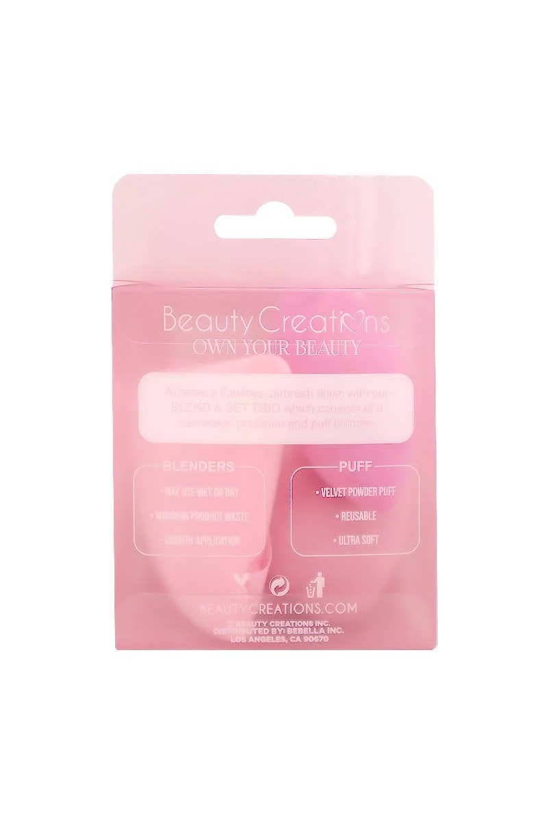 [Self-operated] Beauty CreationsBlend & Set Trio 3-in-1 Makeup Sponge & Puff Set