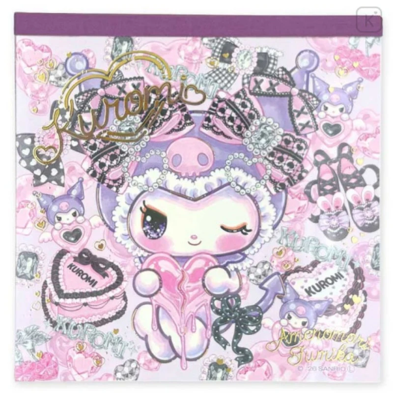 [Self-operated] Sanrio Amemori Fumika Series Mini Memo Paper (Kuromi Design), 4 Styles * 25 Sheets, Convenient and Compact Notebook