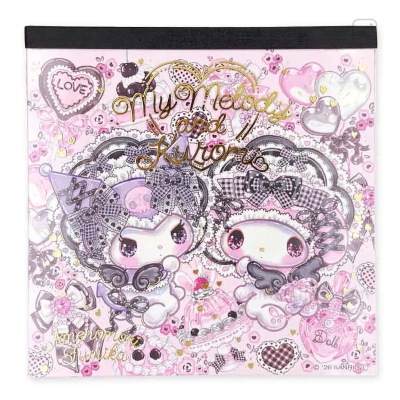 [Self-operated] Sanrio Amemori Fumika Series Mini Memo Pads, My Melody & Kuromi Double Size, 4 Designs * 25 Mini Memo Pads, Convenient and Compact Notebook