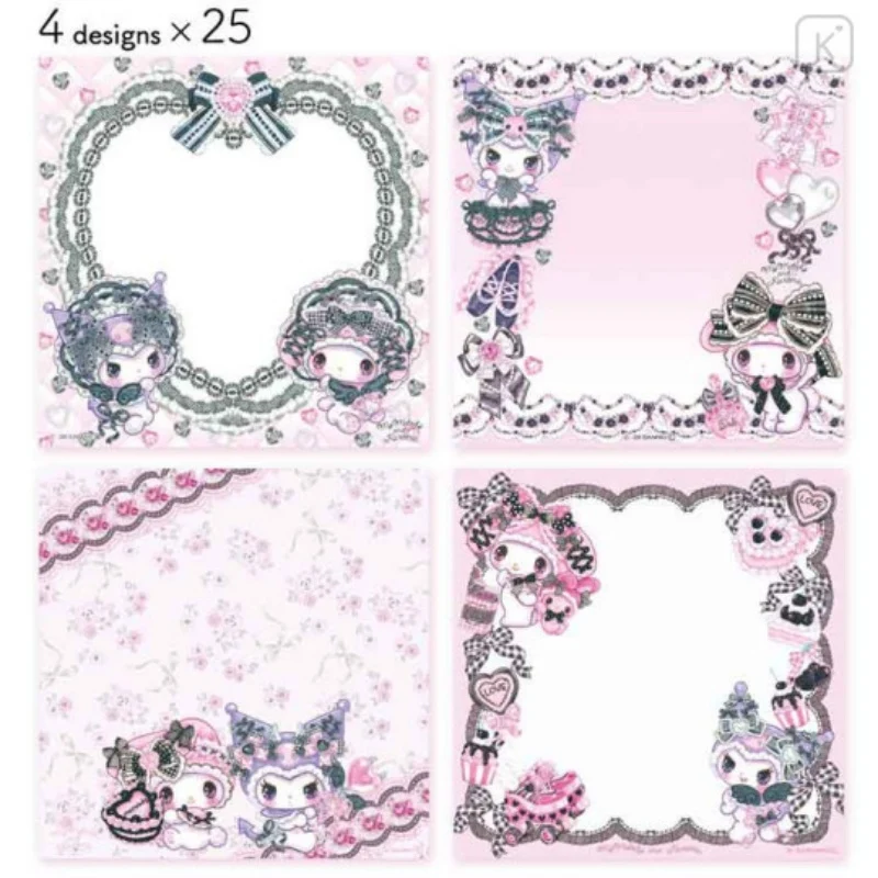 [Self-operated] Sanrio Amemori Fumika Series Mini Memo Pads, My Melody & Kuromi Double Size, 4 Designs * 25 Mini Memo Pads, Convenient and Compact Notebook