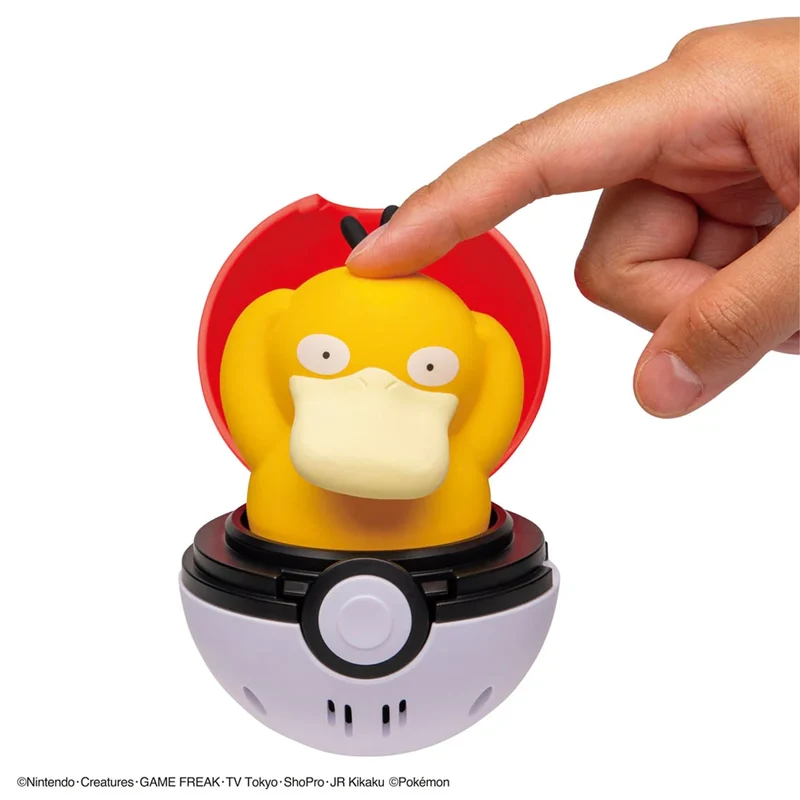 [Self-operated] TOMY Pokémon Bouncing Poké Ball with Sound and Psyduck Design (1-pack) - Interactive Sound and Light Toy, Stress-Relieving Squeezable Desktop Ornament, Holiday Gift