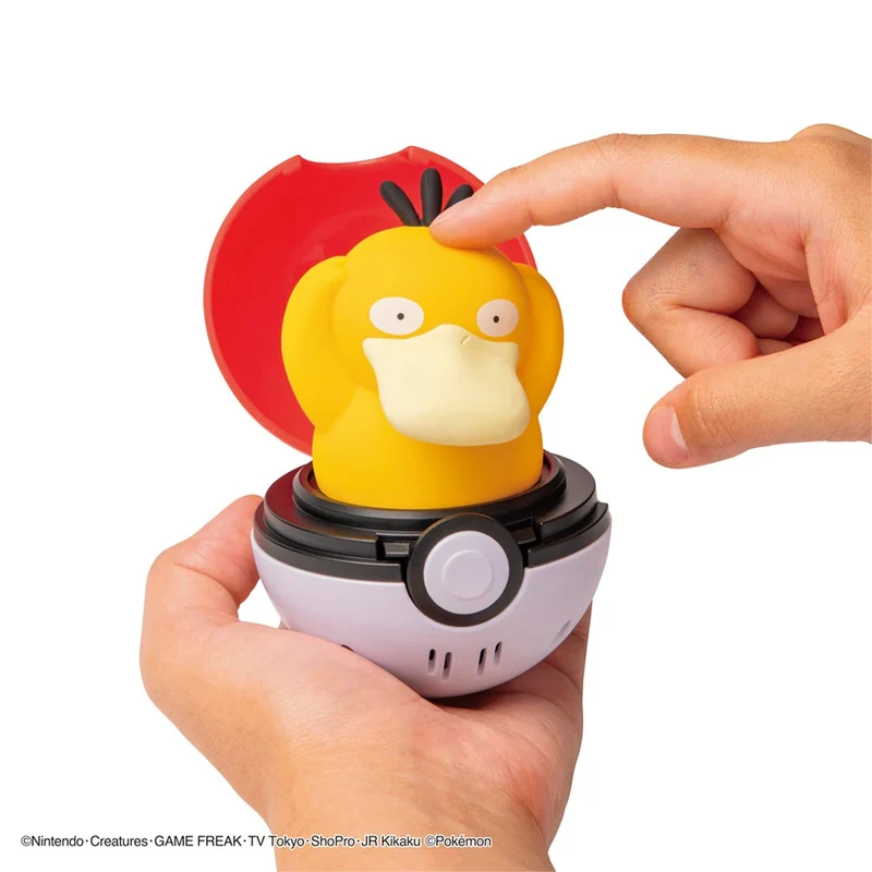 [Self-operated] TOMY Pokémon Bouncing Poké Ball with Sound and Psyduck Design (1-pack) - Interactive Sound and Light Toy, Stress-Relieving Squeezable Desktop Ornament, Holiday Gift