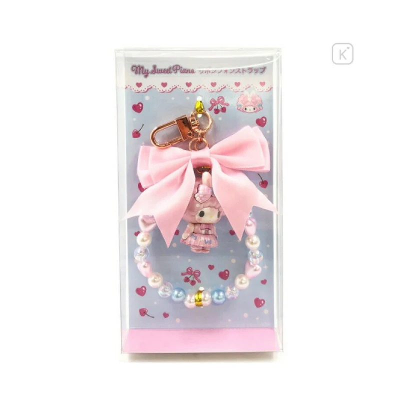 [Self-operated] Sanrio ribbon pearl pendant keychain, Sweet Dream Sheep design, 1 piece, pearl chain bow pendant.