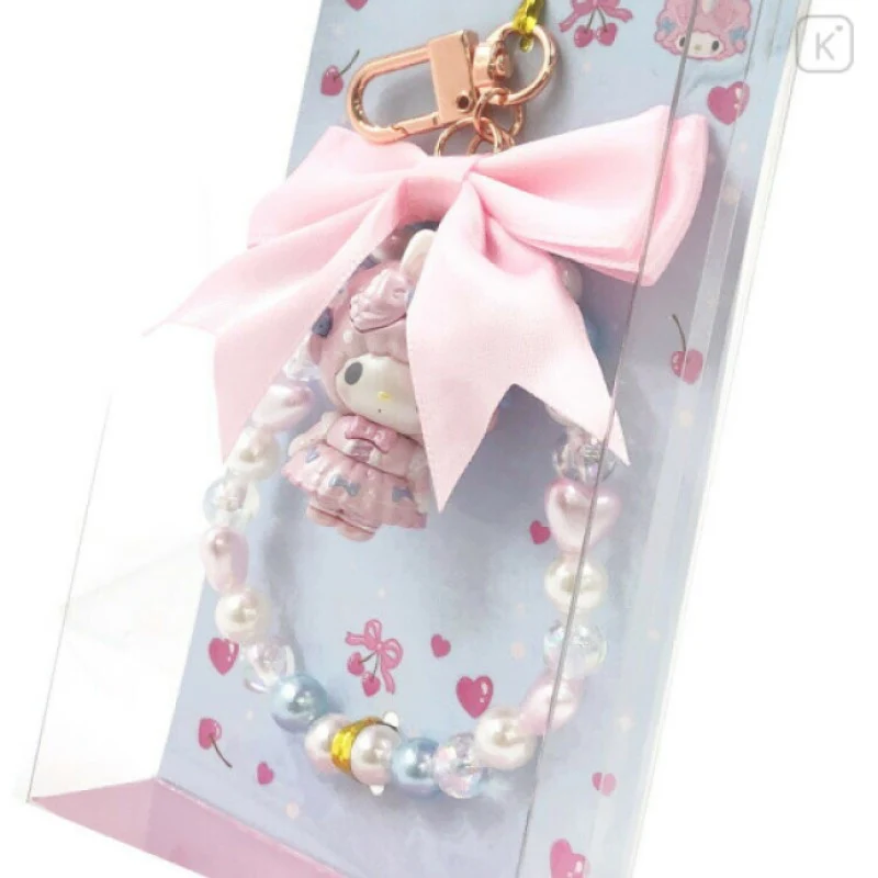 [Self-operated] Sanrio ribbon pearl pendant keychain, Sweet Dream Sheep design, 1 piece, pearl chain bow pendant.