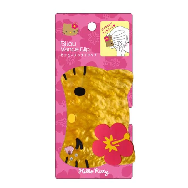 [Self-operated] Sanrio Large Shark Hair Clip, Okinawa Black Leather, Hawaii Limited Edition Hello Kitty, 1-Pack, Large Hair Clip for Back of Head