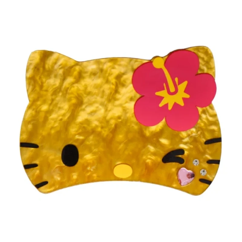 [Self-operated] Sanrio Large Shark Hair Clip, Okinawa Black Leather, Hawaii Limited Edition Hello Kitty, 1-Pack, Large Hair Clip for Back of Head