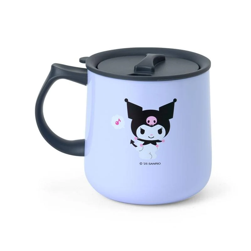 [Self-operated] Sanrio Stainless Steel Mug with Lid, Kuromi Style, 360ml. Keeps hot water hot for 4-6 hours, keeps cold drinks cold for a long time, long-lasting temperature control, dustproof and spillproof, safe material, comfortable grip.
