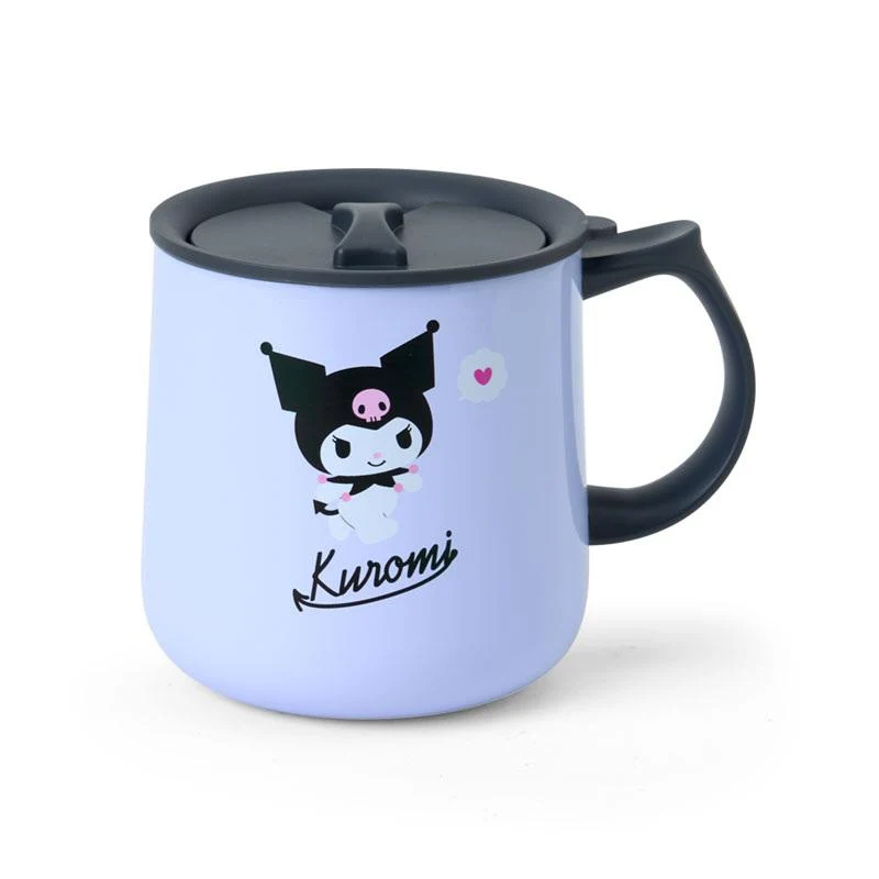 [Self-operated] Sanrio Stainless Steel Mug with Lid, Kuromi Style, 360ml. Keeps hot water hot for 4-6 hours, keeps cold drinks cold for a long time, long-lasting temperature control, dustproof and spillproof, safe material, comfortable grip.
