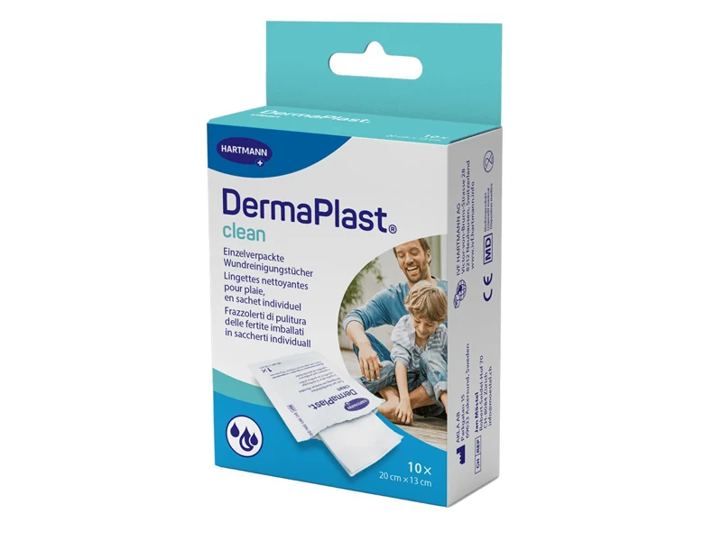 DermaPlast Clean Wundreinigungstücher, 20 x 13 cm, 10 Stück, einzelverpackt