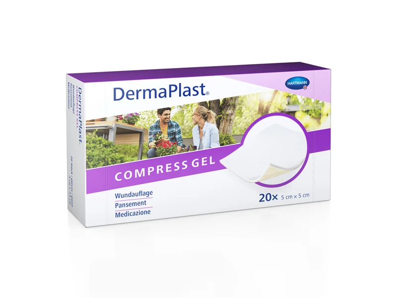 DermaPlast Compress Gel, Wundauflage beschichtet, 5 x 5 cm, 20 Stück