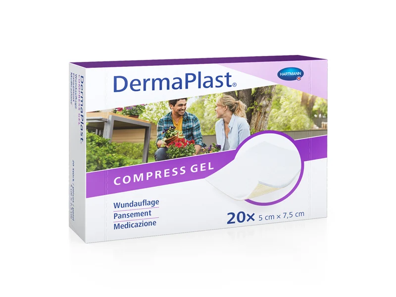 DermaPlast Compress Gel, Wundauflage beschichtet, 5 x 7.5 cm, 20 Stück