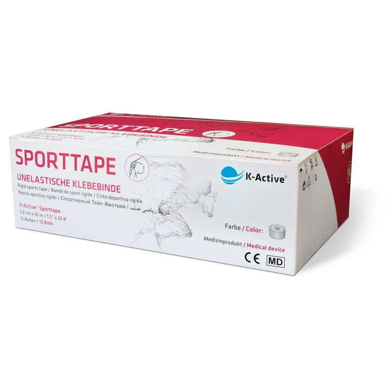 K-Active Sporttape, weiss, 3.8 cm x 10 m, 12 Stück