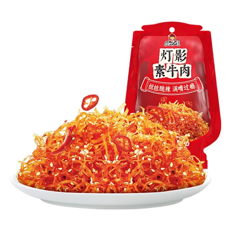 [Self-operated] China Good Food Spicy Vegetarian Beef Strips 90g - Popular Snack, Spicy Strips, Sichuan Specialty, Perfect for Binge-Watching, Crispy, Spicy, and Addictive!