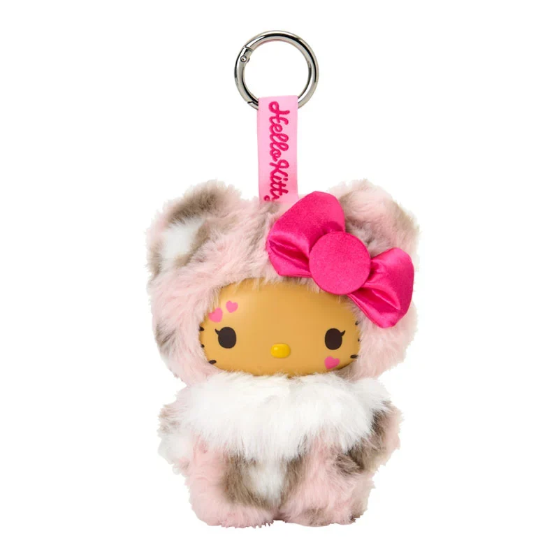 [Self-operated] Sanrio Japan Spring Cherry Blossom Limited Edition Series × Me% Collaboration Pink Leopard Print Black Leather Hello Kitty Doll Keychain (1 piece) Car Hanger Bag Charm Keychain