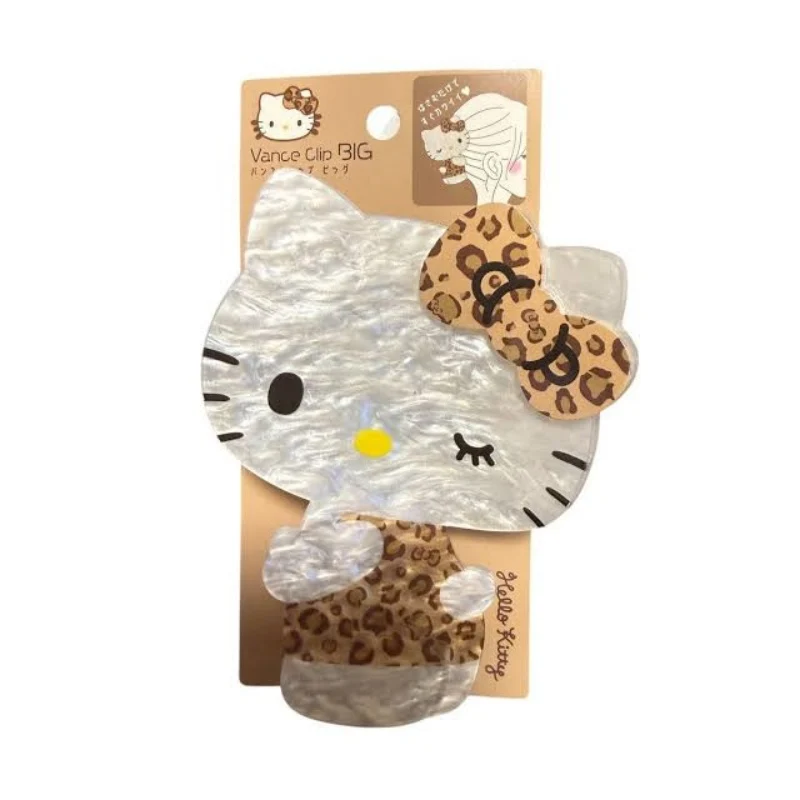 [Self-operated] Japanese Sanrio Large Shark Hair Clip, Pearl White, Water Ripple Leopard Print, Hello Kitty, 1-Pack, Large Hair Clip for Back of Head