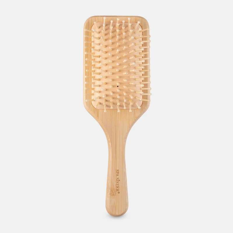 [Self-operated] Spa Sister Natural Bamboo and Wood Cushion Massage Comb, Square Wide Board Comb (USA)