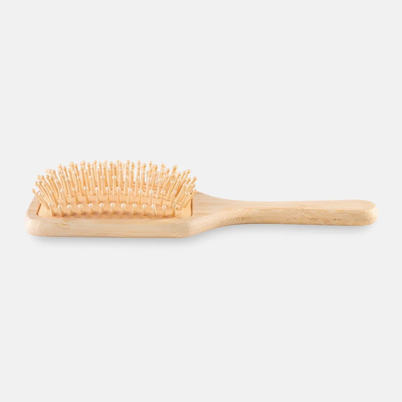 [Self-operated] Spa Sister Natural Bamboo and Wood Cushion Massage Comb, Square Wide Board Comb (USA)