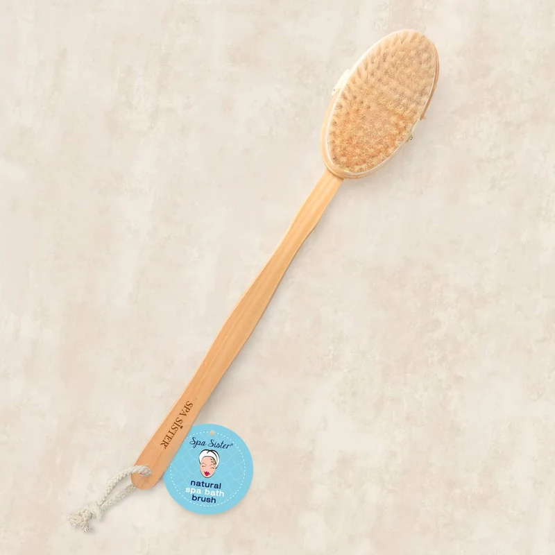 [Self-operated] Spa Sister USA Detachable Long Handle Wooden Bath Brush with Back Cleaning and Exfoliating