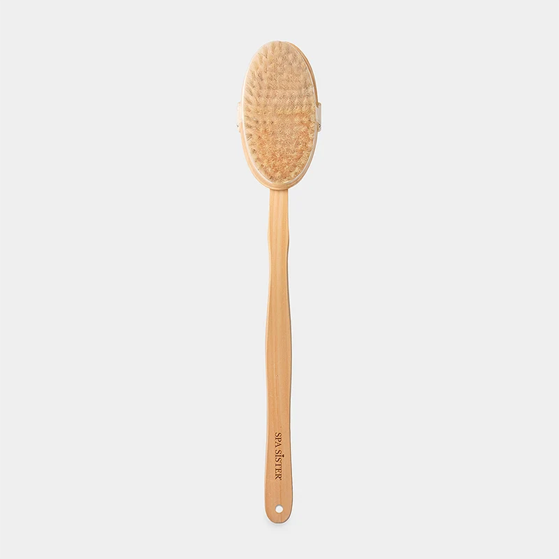 [Self-operated] Spa Sister USA Detachable Long Handle Wooden Bath Brush with Back Cleaning and Exfoliating