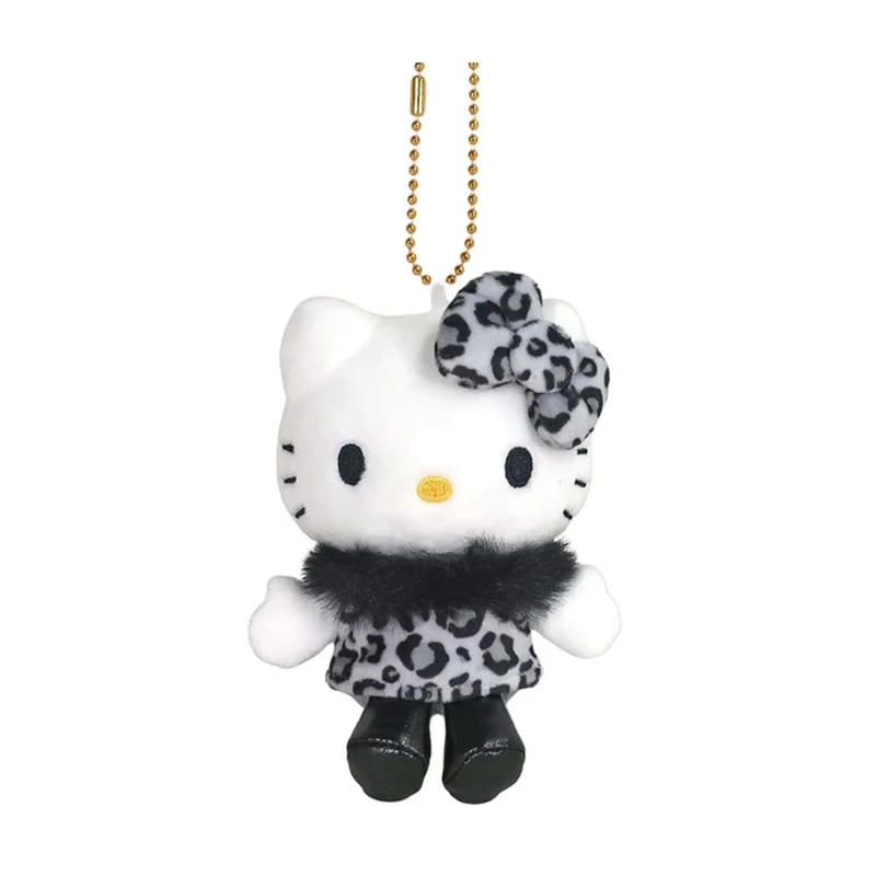 [Self-operated] Sanrio 50th Anniversary Limited Edition Leopard Print Styling Y2K Millennium Spicy Retro Plush Toy Charm Hello Kitty Black Leopard Print (1 piece) Car Hanger Bag Charm Keychain