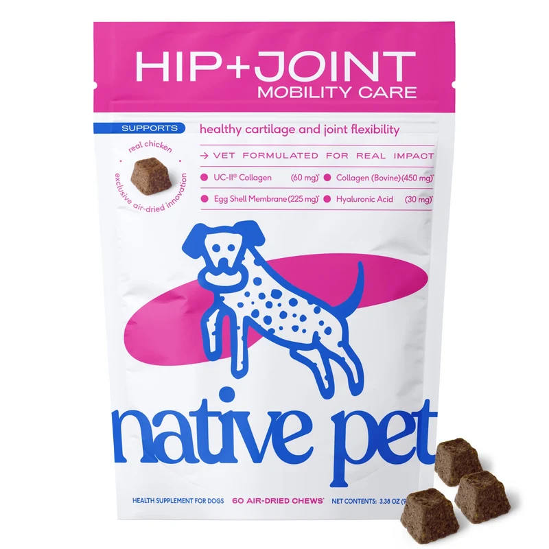 [Self-operated] Native Pet Hip+ Joint Mobility Care Dog Hip Joint Freeze-Dried Chewable Tablets, 60 Tablets, for Joint Cartilage and Flexibility Maintenance.