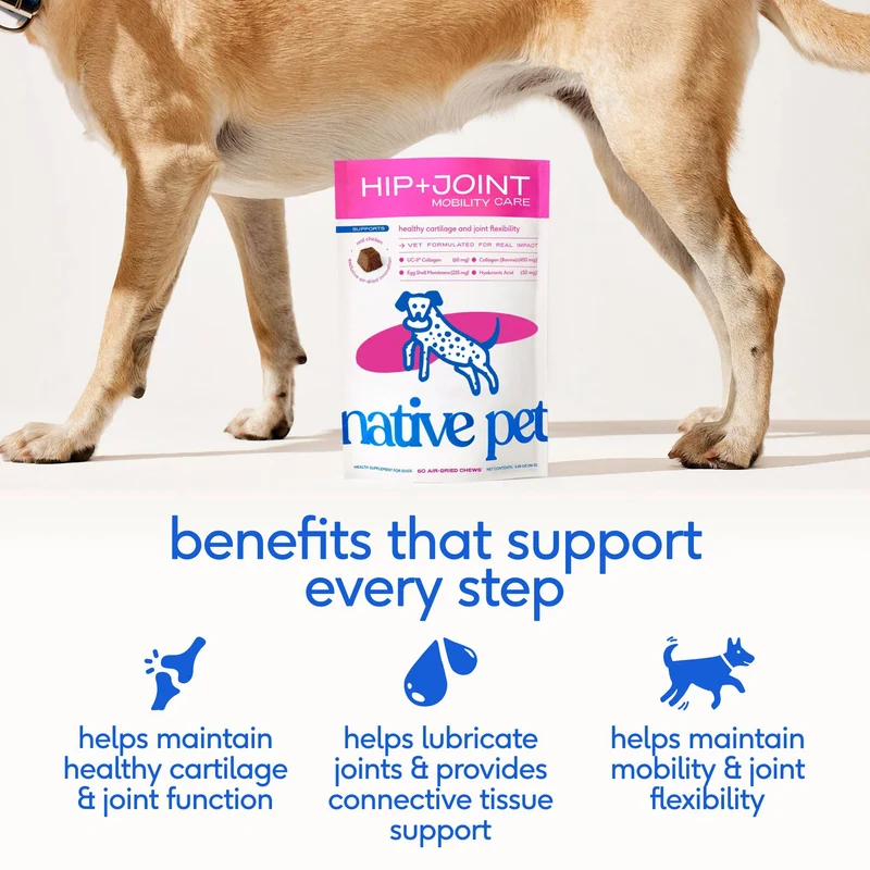 [Self-operated] Native Pet Hip+ Joint Mobility Care Dog Hip Joint Freeze-Dried Chewable Tablets, 60 Tablets, for Joint Cartilage and Flexibility Maintenance.