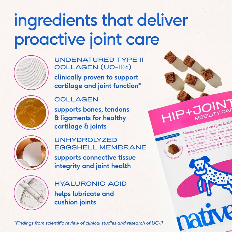 [Self-operated] Native Pet Hip+ Joint Mobility Care Dog Hip Joint Freeze-Dried Chewable Tablets, 60 Tablets, for Joint Cartilage and Flexibility Maintenance.