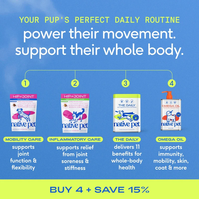 [Self-operated] Native Pet Hip+ Joint Mobility Care Dog Hip Joint Freeze-Dried Chewable Tablets, 60 Tablets, for Joint Cartilage and Flexibility Maintenance.
