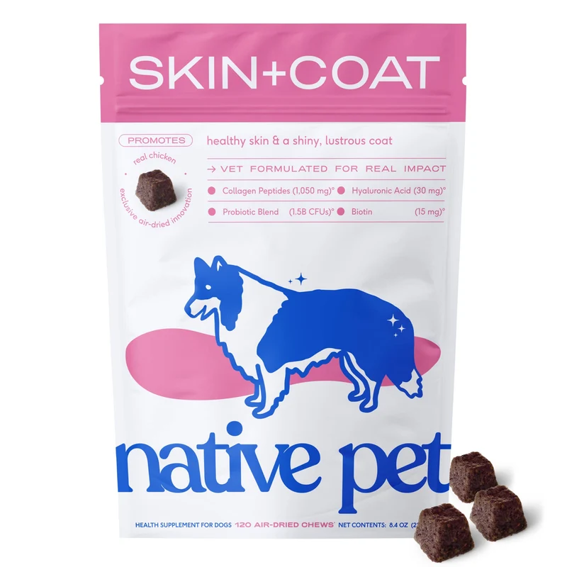 [Self-operated] Native Pet Skin+Coat Freeze-Dried Chewable Canine Skin and Coat Care Products (30 tablets) for Shiny Coat, Moisturizing, Anti-Itch, and Nutritional Supplementation.