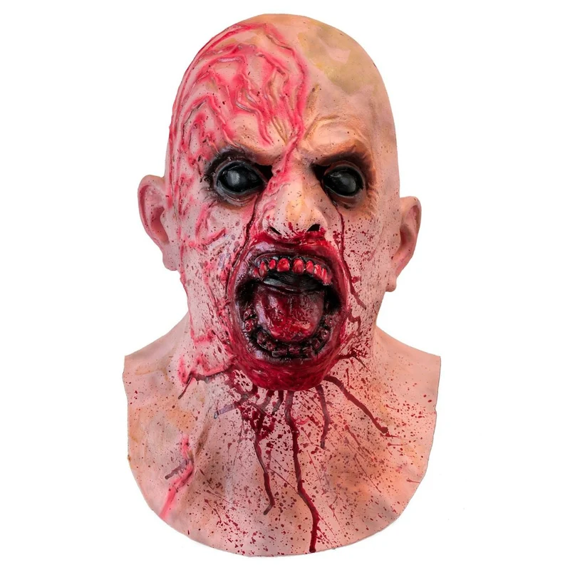 Blutige Zombie-Latexmaske mit Hals