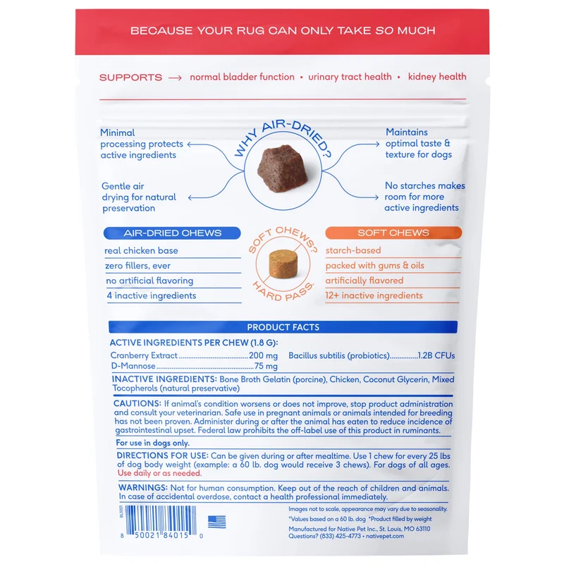 [Self-operated] Native Pet Dog Cranberry Bladder Care Freeze-Dried Chewable Granules, Urinary Tract and Kidney Health Supplement, 30 Granules