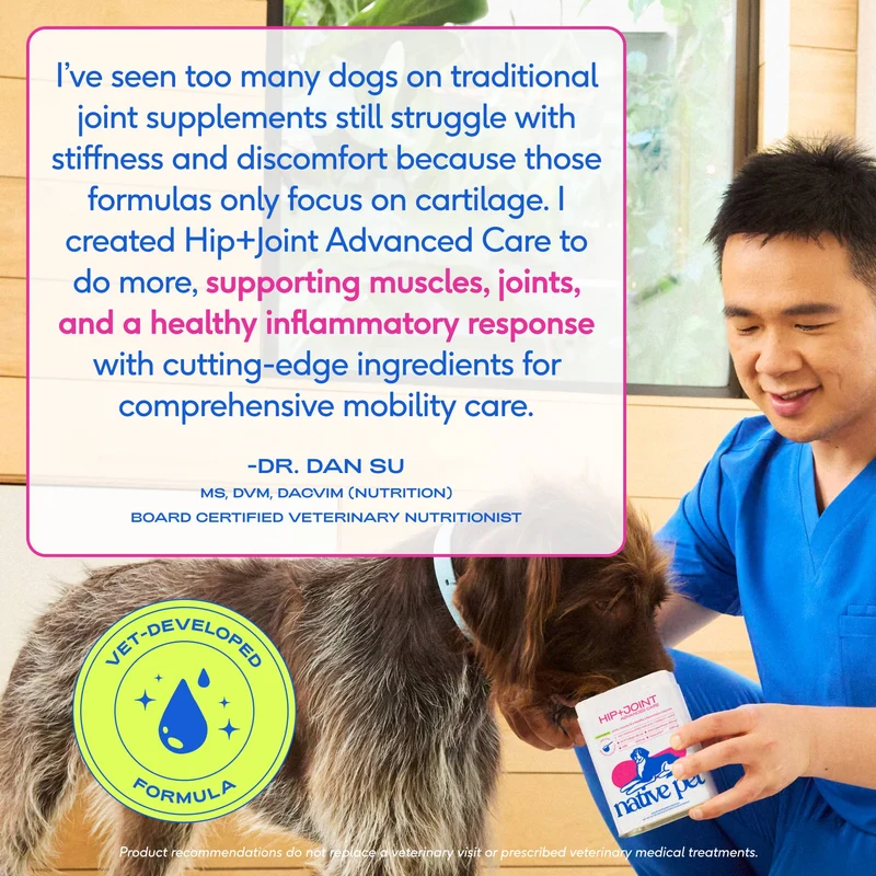 [Self-operated] Native Pet Hip+ Joint Advanced Care for Dogs, 30 scoops, Advanced Hip Care Powder for Joint Cartilage and Muscle Nutrition Support