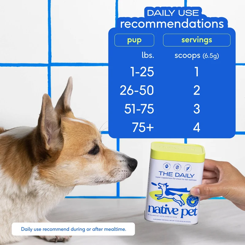 [Self-operated] Native Pet The Daily 11-in-1 Multivitamin Powder for Dogs of All Ages, Daily Multivitamin Supplement, 30 scoops