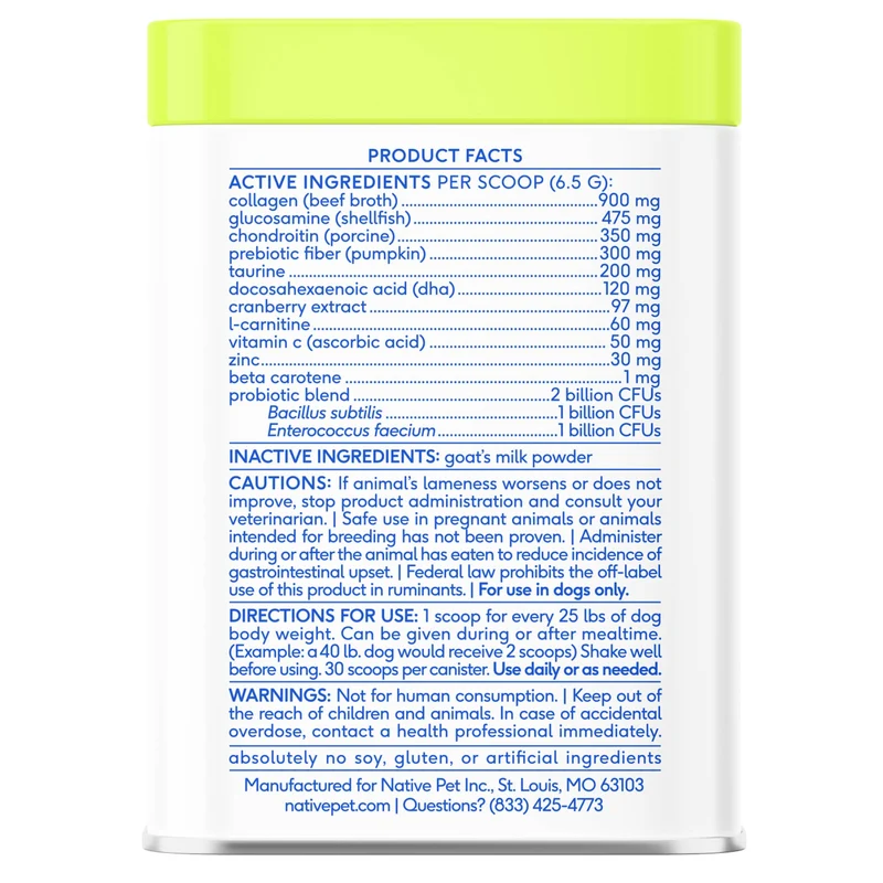 [Self-operated] Native Pet The Daily 11-in-1 Multivitamin Powder for Dogs of All Ages, Daily Multivitamin Supplement, 30 scoops