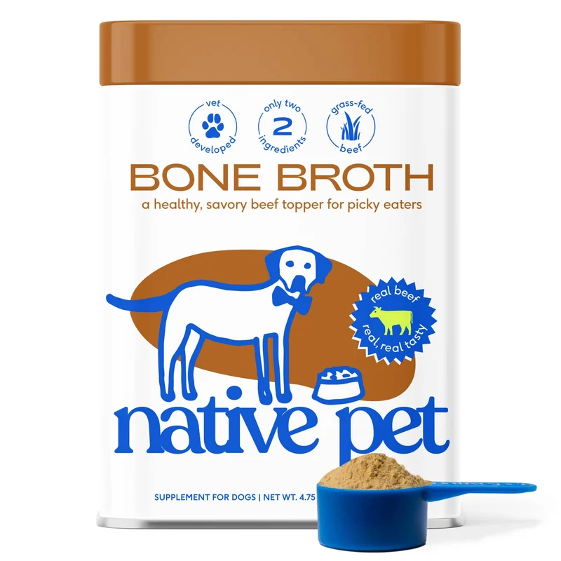 [Self-operated] Native Pet Natural Beef Bone Broth Powder, High-Protein Dog Food Mix Powder, 4.75oz (134.7g)