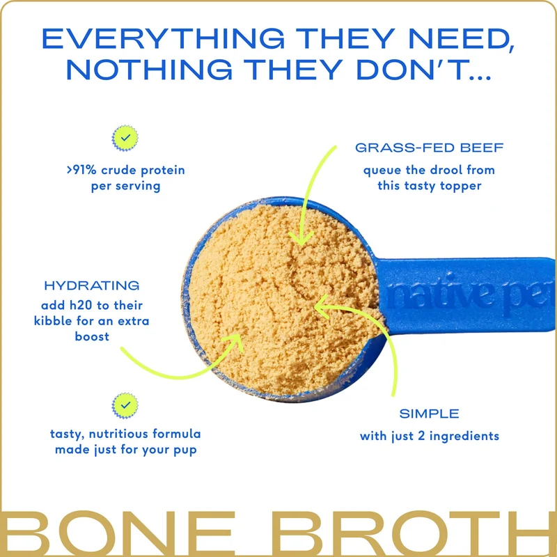 [Self-operated] Native Pet Natural Beef Bone Broth Powder, High-Protein Dog Food Mix Powder, 4.75oz (134.7g)