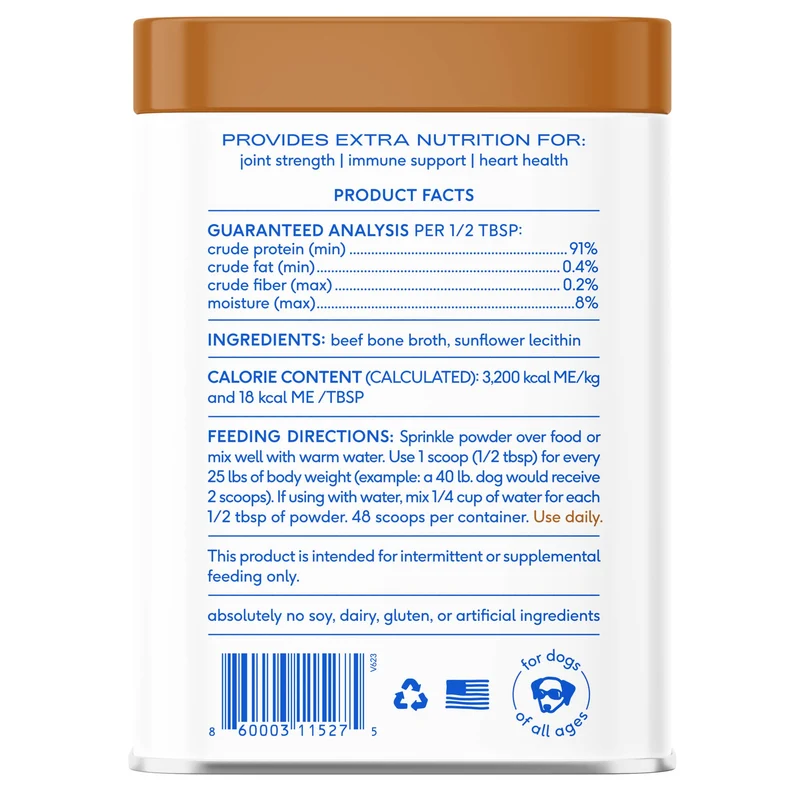 [Self-operated] Native Pet Natural Beef Bone Broth Powder, High-Protein Dog Food Mix Powder, 4.75oz (134.7g)